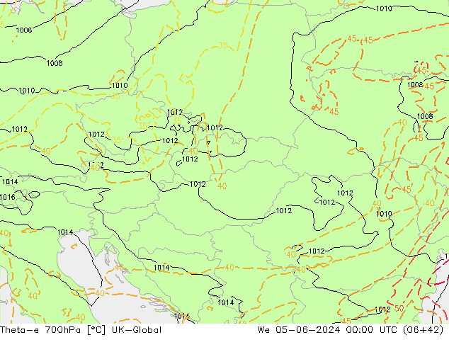 Theta-e 700hPa UK-Global mié 05.06.2024 00 UTC