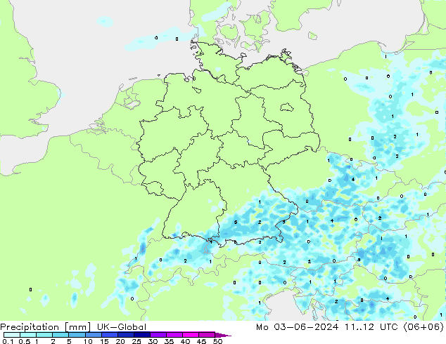 Precipitation UK-Global Mo 03.06.2024 12 UTC