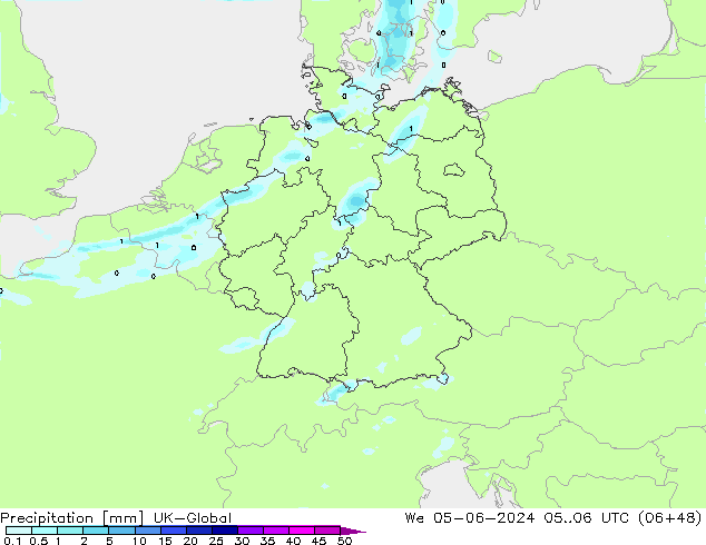 Precipitación UK-Global mié 05.06.2024 06 UTC