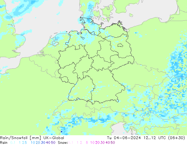 Rain/Snowfall UK-Global вт 04.06.2024 12 UTC