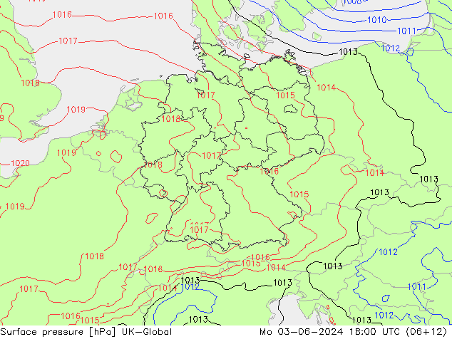 Surface pressure UK-Global Mo 03.06.2024 18 UTC