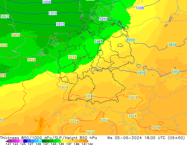 Thck 850-1000 hPa UK-Global  05.06.2024 18 UTC