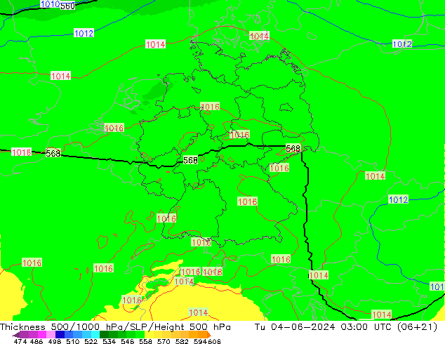 500-1000 hPa Kalınlığı UK-Global Sa 04.06.2024 03 UTC