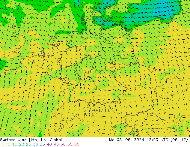 Surface wind UK-Global Mo 03.06.2024 18 UTC