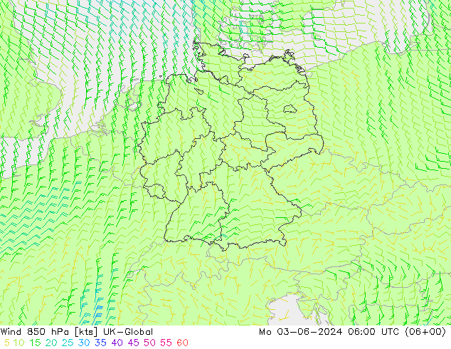 Rüzgar 850 hPa UK-Global Pzt 03.06.2024 06 UTC