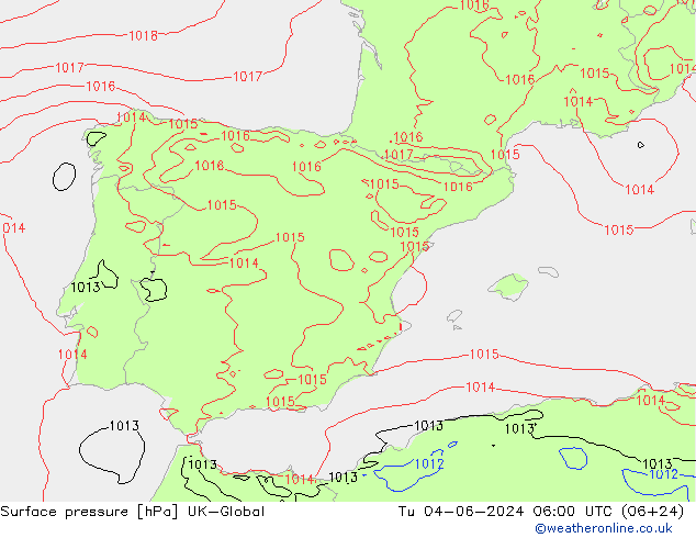 pression de l'air UK-Global mar 04.06.2024 06 UTC