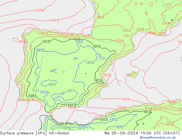 Surface pressure UK-Global We 05.06.2024 15 UTC