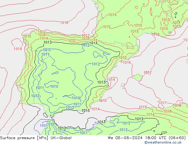 приземное давление UK-Global ср 05.06.2024 18 UTC