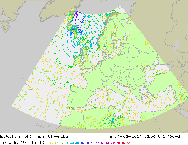 Isotachs (mph) UK-Global Tu 04.06.2024 06 UTC