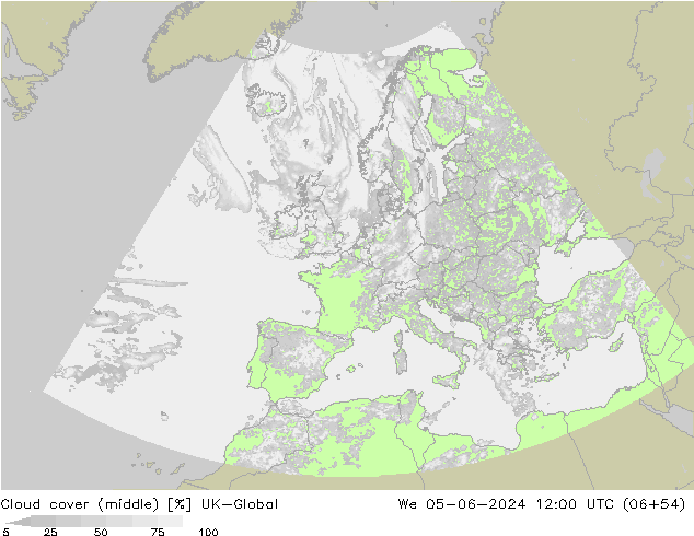 Nuages (moyen) UK-Global mer 05.06.2024 12 UTC