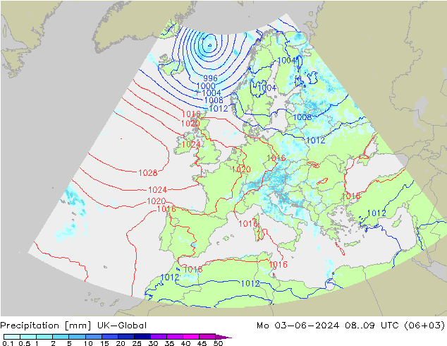 Srážky UK-Global Po 03.06.2024 09 UTC