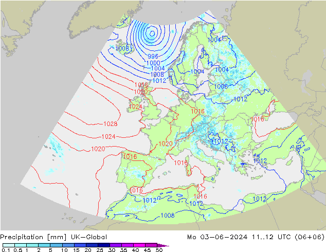 Precipitazione UK-Global lun 03.06.2024 12 UTC