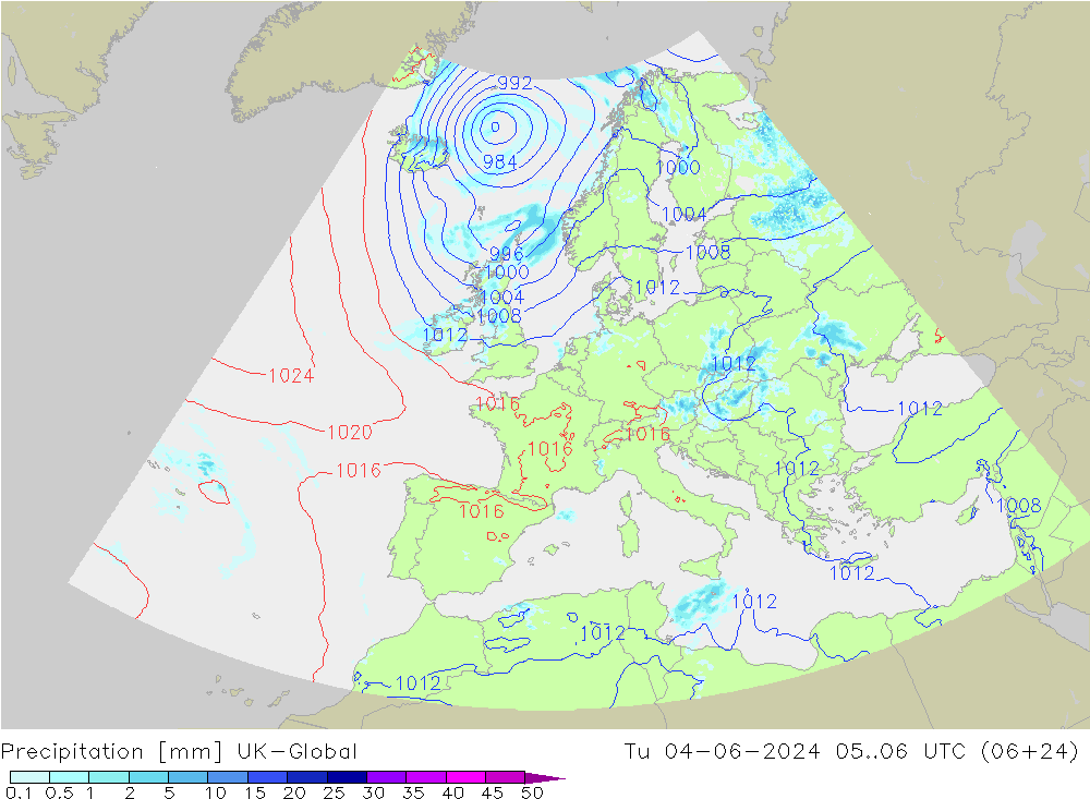 Niederschlag UK-Global Di 04.06.2024 06 UTC