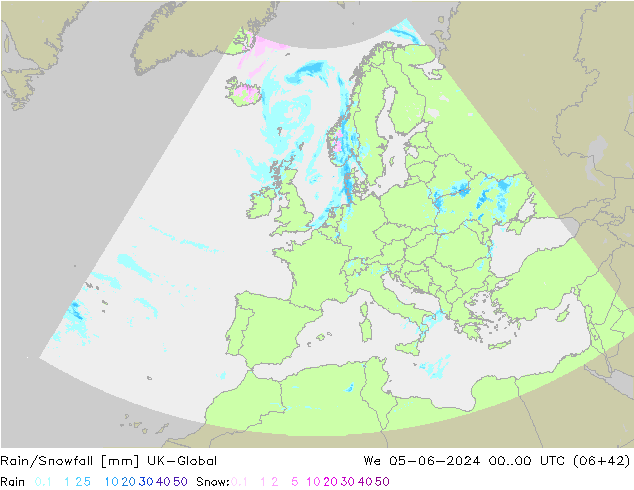 Rain/Snowfall UK-Global We 05.06.2024 00 UTC