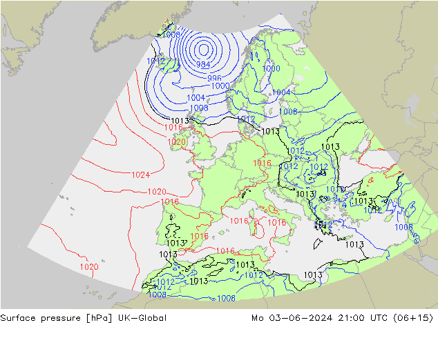 pression de l'air UK-Global lun 03.06.2024 21 UTC