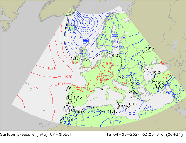 Pressione al suolo UK-Global mar 04.06.2024 03 UTC