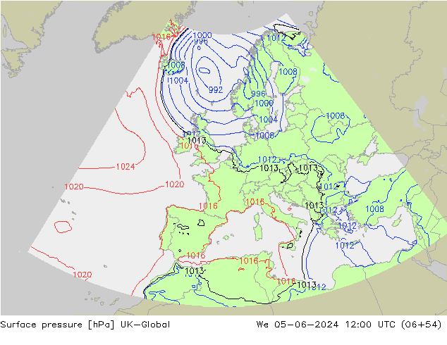 Surface pressure UK-Global We 05.06.2024 12 UTC