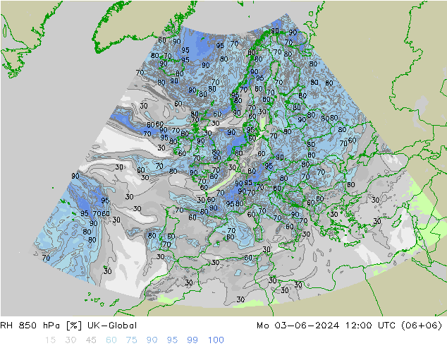 RH 850 hPa UK-Global lun 03.06.2024 12 UTC