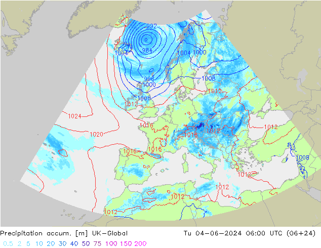 Precipitation accum. UK-Global Ter 04.06.2024 06 UTC