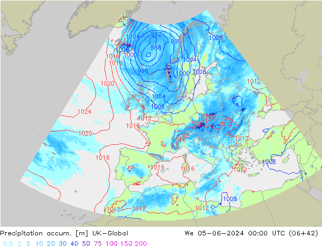 Précipitation accum. UK-Global mer 05.06.2024 00 UTC