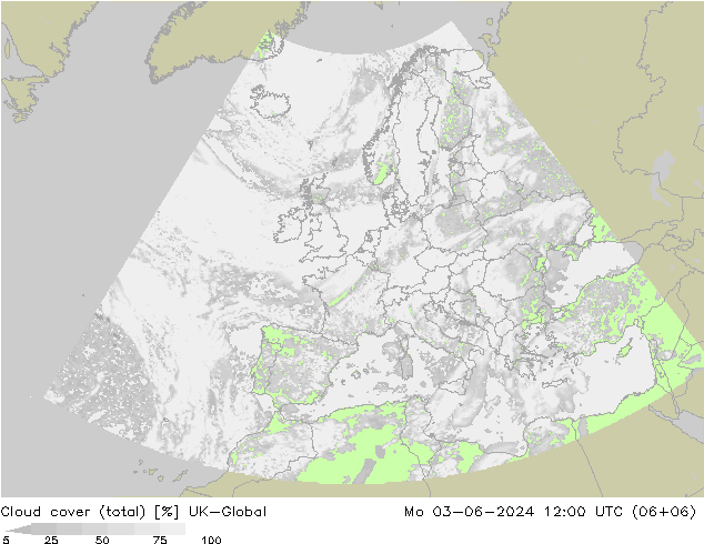 Cloud cover (total) UK-Global Po 03.06.2024 12 UTC