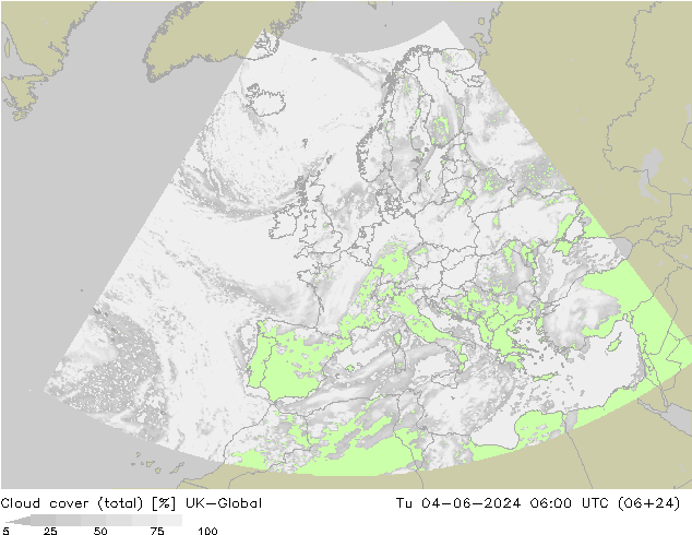 Cloud cover (total) UK-Global Tu 04.06.2024 06 UTC