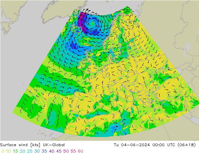 Wind 10 m UK-Global di 04.06.2024 00 UTC