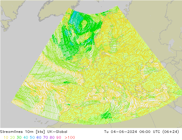 Streamlines 10m UK-Global Tu 04.06.2024 06 UTC