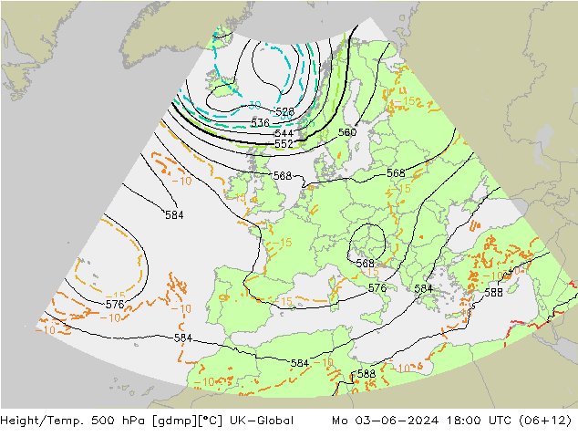 Height/Temp. 500 hPa UK-Global Mo 03.06.2024 18 UTC