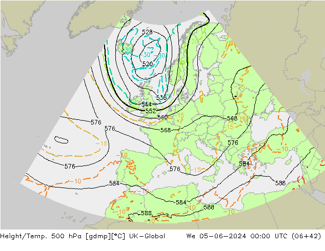 Height/Temp. 500 hPa UK-Global St 05.06.2024 00 UTC