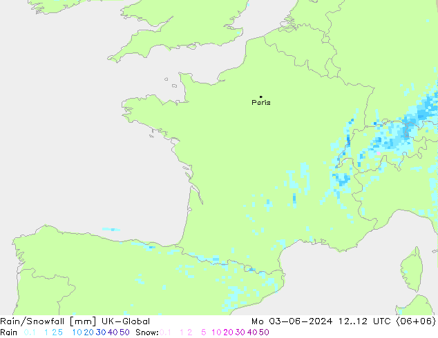 Rain/Snowfall UK-Global Po 03.06.2024 12 UTC