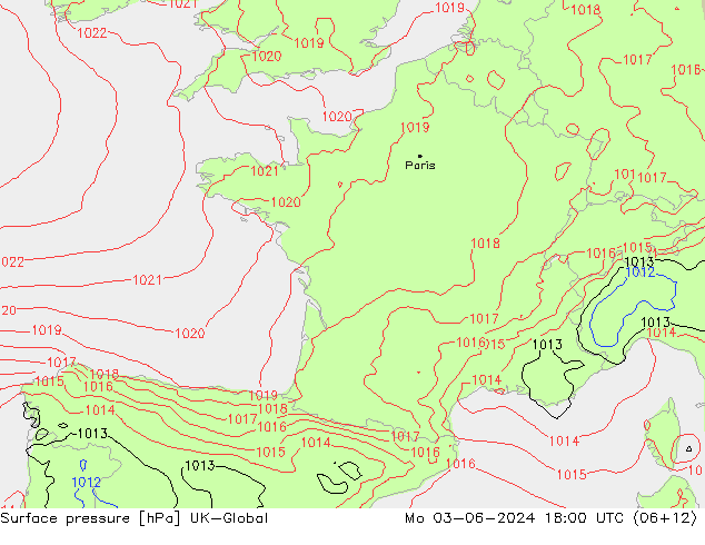 Atmosférický tlak UK-Global Po 03.06.2024 18 UTC
