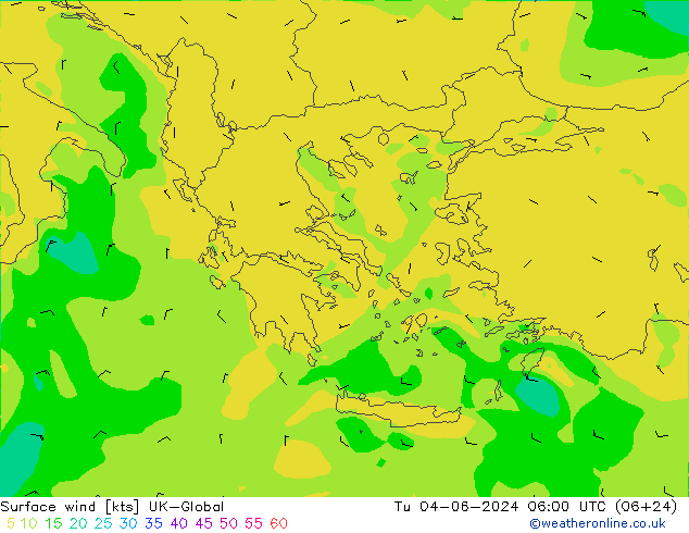 Wind 10 m UK-Global di 04.06.2024 06 UTC