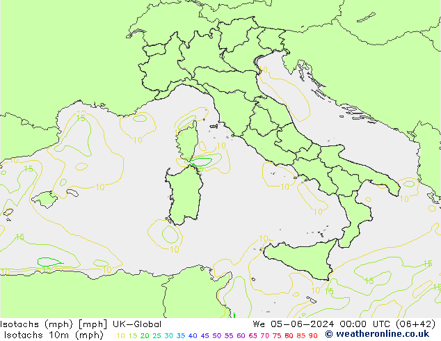 Isotachs (mph) UK-Global mer 05.06.2024 00 UTC