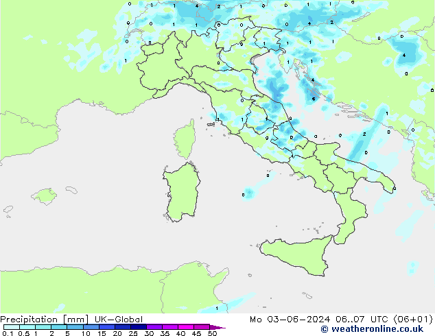 Precipitation UK-Global Mo 03.06.2024 07 UTC