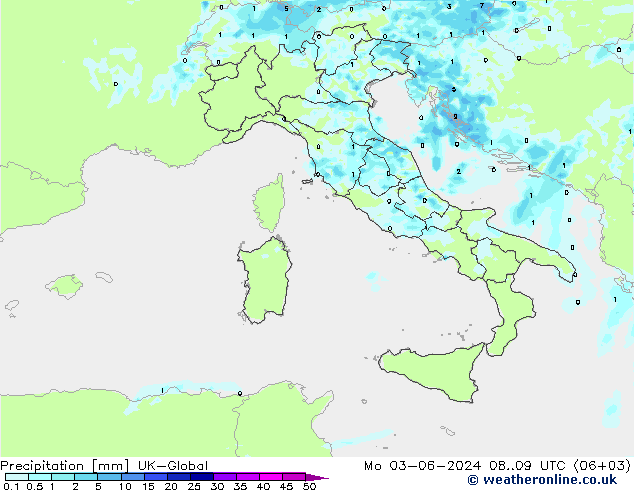 Precipitation UK-Global Mo 03.06.2024 09 UTC