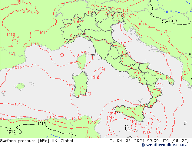 Atmosférický tlak UK-Global Út 04.06.2024 09 UTC