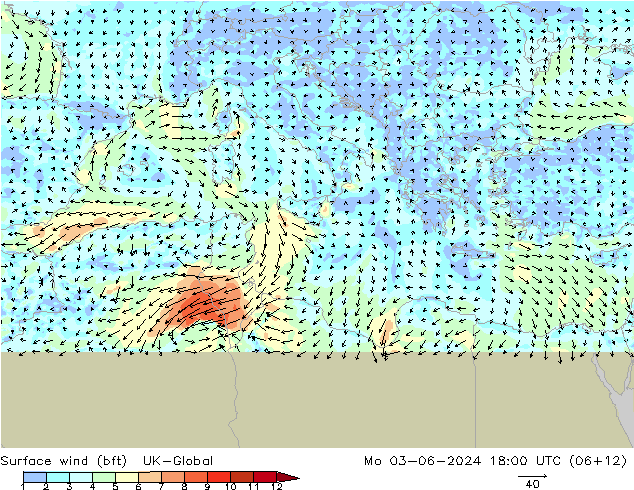  10 m (bft) UK-Global  03.06.2024 18 UTC