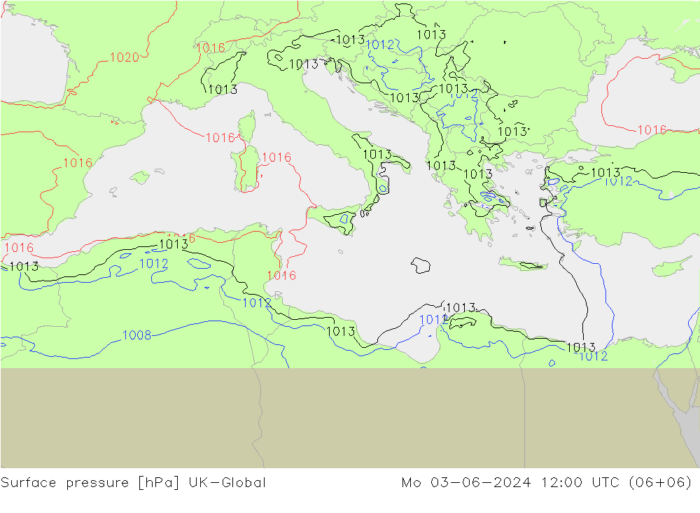 Presión superficial UK-Global lun 03.06.2024 12 UTC