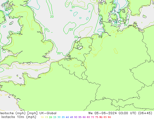 Izotacha (mph) UK-Global śro. 05.06.2024 03 UTC