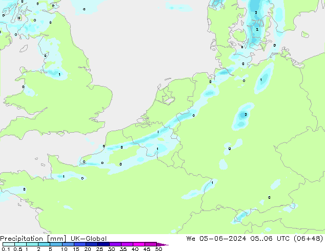 Yağış UK-Global Çar 05.06.2024 06 UTC