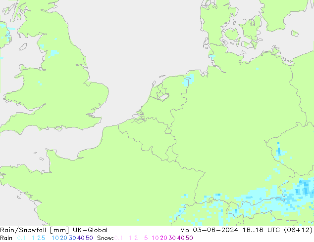 Rain/Snowfall UK-Global Pzt 03.06.2024 18 UTC