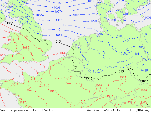 Surface pressure UK-Global We 05.06.2024 12 UTC