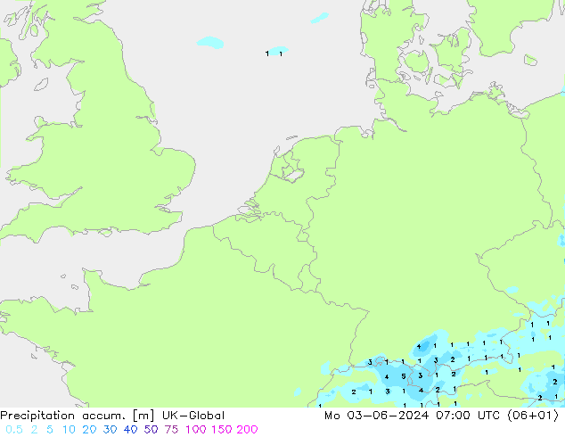 Toplam Yağış UK-Global Pzt 03.06.2024 07 UTC