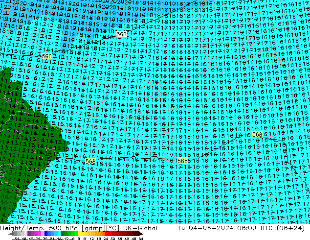 Height/Temp. 500 hPa UK-Global Di 04.06.2024 06 UTC