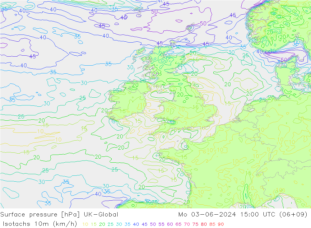 Isotachs (kph) UK-Global  03.06.2024 15 UTC