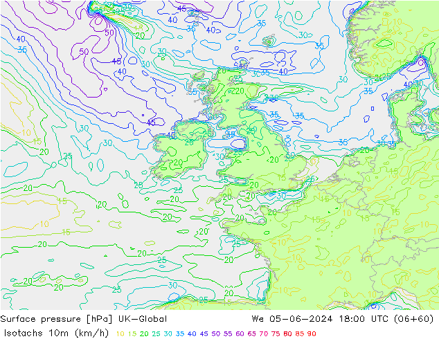 Isotachs (kph) UK-Global St 05.06.2024 18 UTC