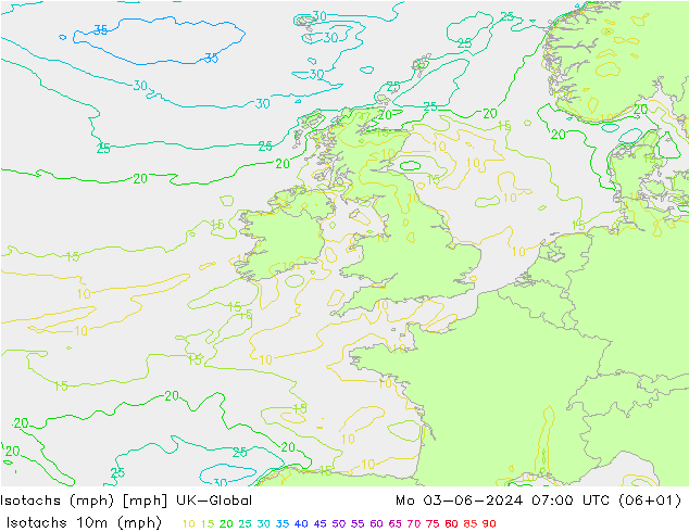 Isotachs (mph) UK-Global Po 03.06.2024 07 UTC