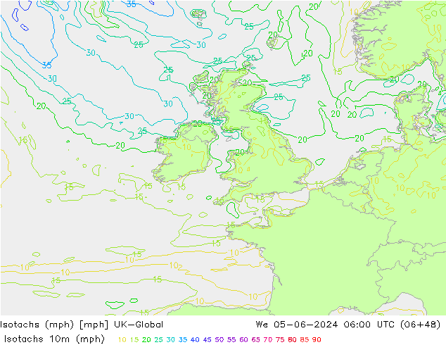 Isotachs (mph) UK-Global We 05.06.2024 06 UTC