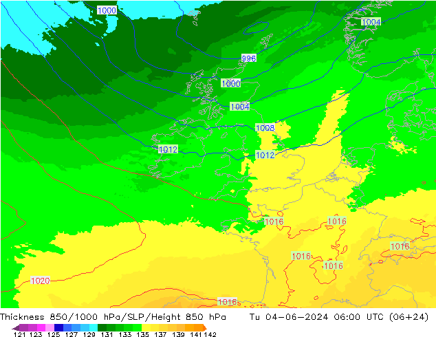 Thck 850-1000 hPa UK-Global Ter 04.06.2024 06 UTC